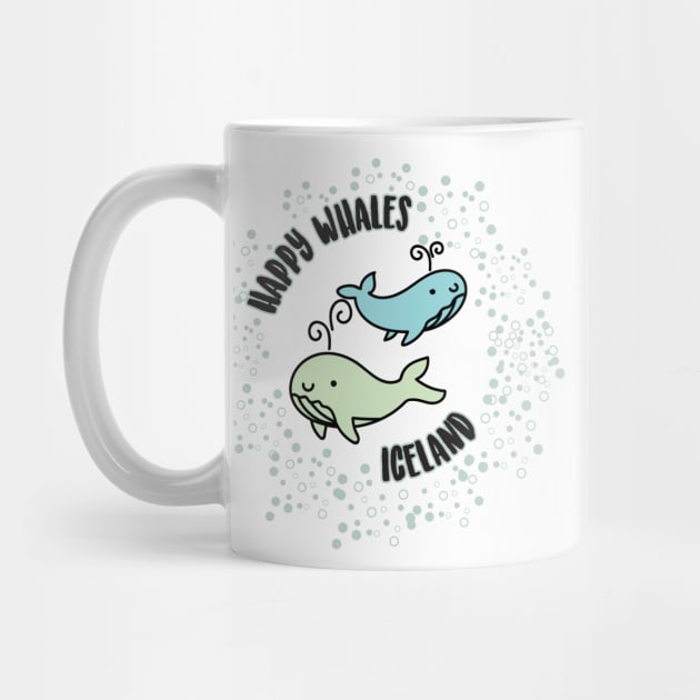 Cute Happy Whales swimming in the icelandic sea by Loopyful